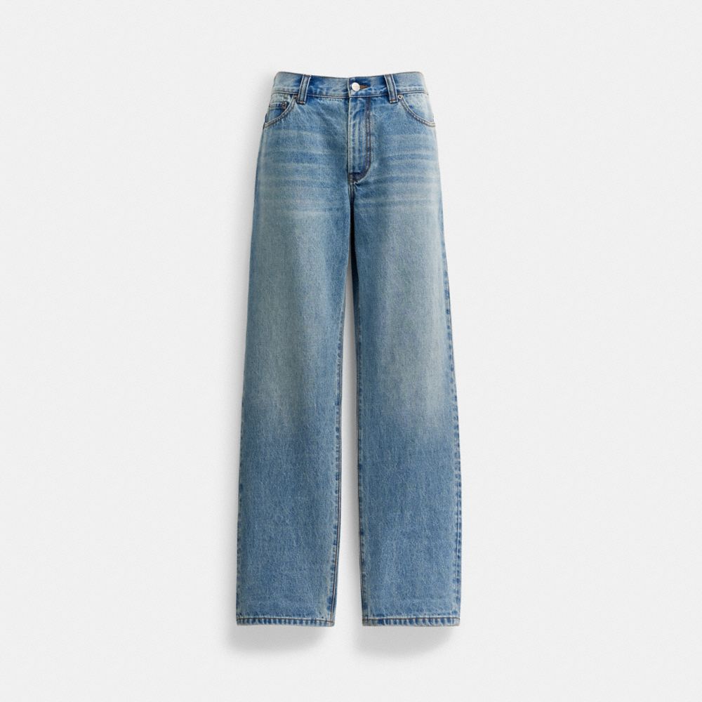 COACH®,New Wash Jeans,Cotton,Denim,Straight,Whiskering,Casual,,Front View