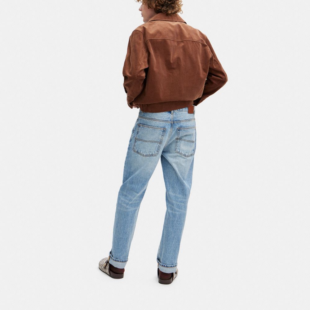 COACH®,New Wash Jeans,Cotton,Denim,Straight,Whiskering,Casual,,Scale View