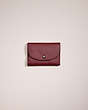 COACH®,RESTORED SNAP CARD CASE IN COLORBLOCK,Polished Pebble Leather,Red Currant,Front View