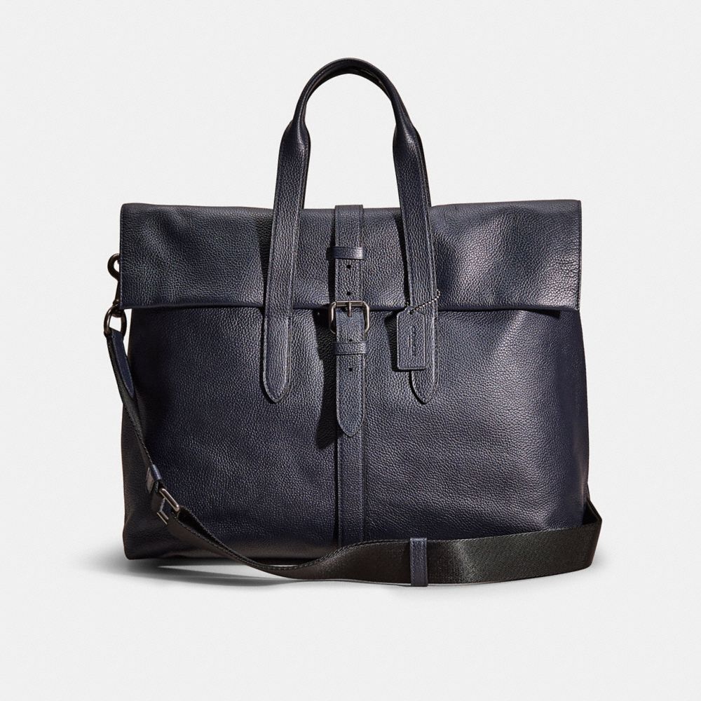 Black Antique Nickel Midnight Navy Restored Metropolitan Portfolio Tote