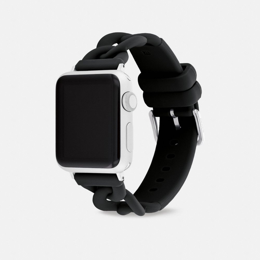 COACH®,APPLE WATCH® STRAP, 38MM AND 41MM,Black,Angle View