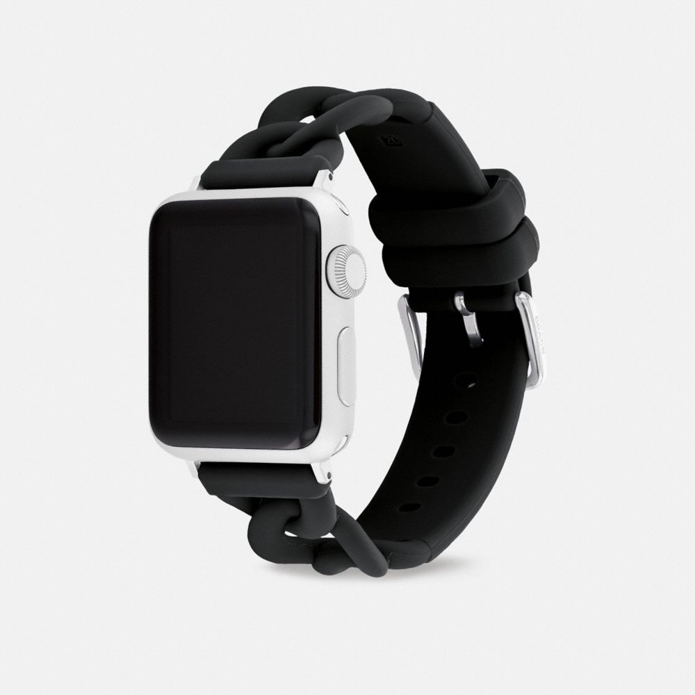 COACH®,BRACELET APPLE WATCH®, 38 MM ET 41 MM,Acier inoxydable,Noir,Angle View