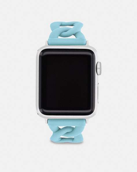COACH®,APPLE WATCH® STRAP, 38MM AND 41MM,Stainless Steel,Pale Blue,Front View