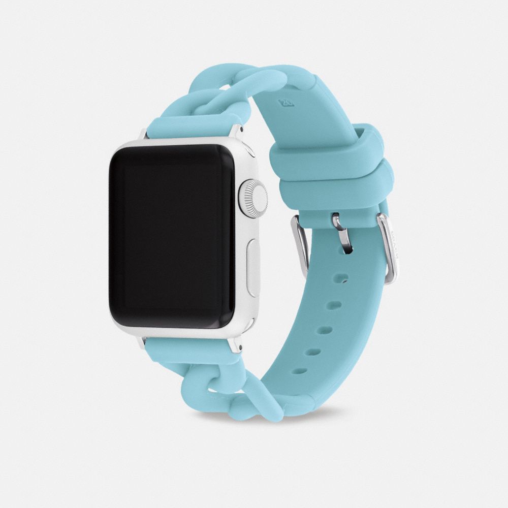 COACH®,APPLE WATCH® STRAP, 38MM AND 41MM,Pale Blue,Angle View