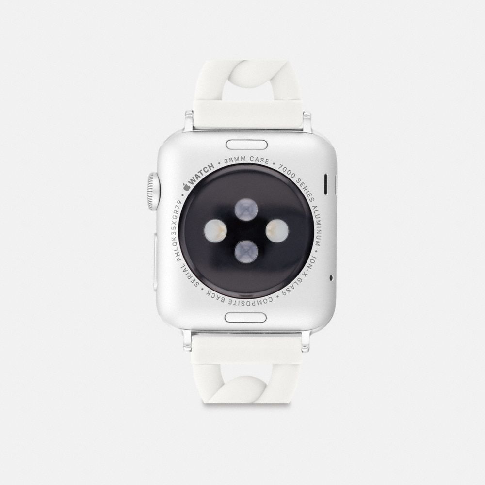 COACH®,BRACELET APPLE WATCH®, 38 MM ET 41 MM,Acier inoxydable,Blanc,Back View