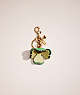 COACH®,REMADE TEA ROSE BAG CHARM,Nappa leather,Mini,Green Multi,Front View
