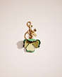 COACH®,REMADE TEA ROSE BAG CHARM,Nappa leather,Mini,Green Multi,Front View