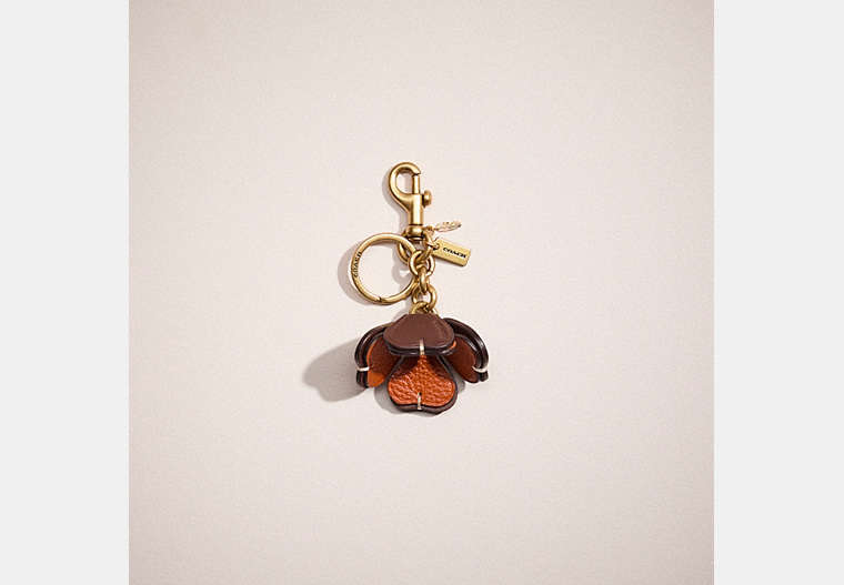 COACH®,REMADE TEA ROSE BAG CHARM,Nappa leather,Mini,Brown/Multi,Front View