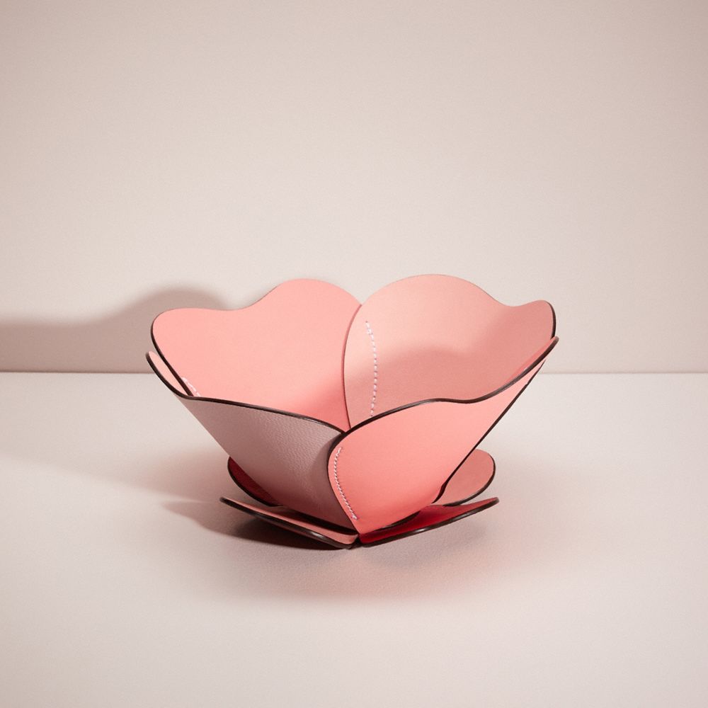 Remade Tea Rose Leather Bowl And Tray Set