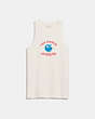 COACH®,TANK TOP WITH TEA DANCE GRAPHIC,cotton,Cream Multi,Front View