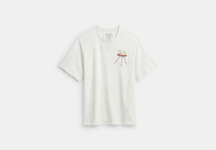 COACH®,COACH X OBSERVED BY US T-SHIRT,cotton,Cream Multi,Front View image number 0