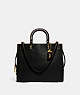 COACH®,ROGUE IN REGENERATIVE LEATHER,Pebble Leather,Large,Brass/Black,Front View