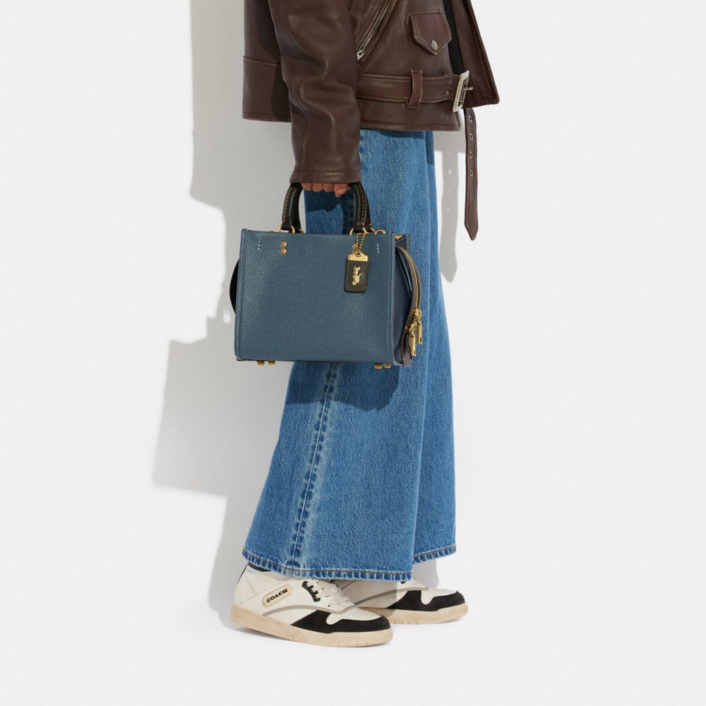 COACH®,Rogue Bag 25 In Regenerative Leather,Leather,Satchel,Logo,Metal,Work,,Detail View