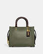 COACH®,ROGUE 25 IN REGENERATIVE LEATHER,Glovetanned Leather,Brass/Army Green Multi,Front View