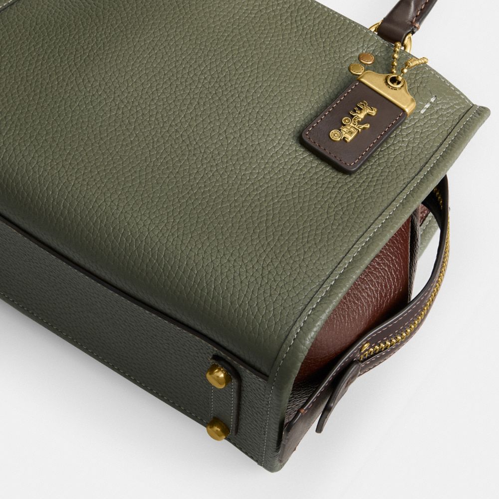 COACH®,Rogue Bag 25 In Regenerative Leather,Leather,Satchel,Logo,Metal,Work,Olive,Outsole View
