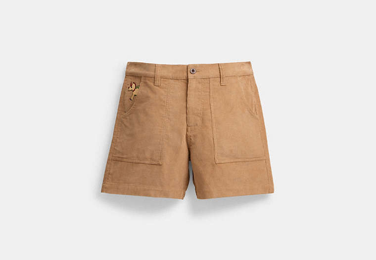 COACH®,COACH X OBSERVED BY US CORDUROY SHORTS,cotton,Tan,Front View