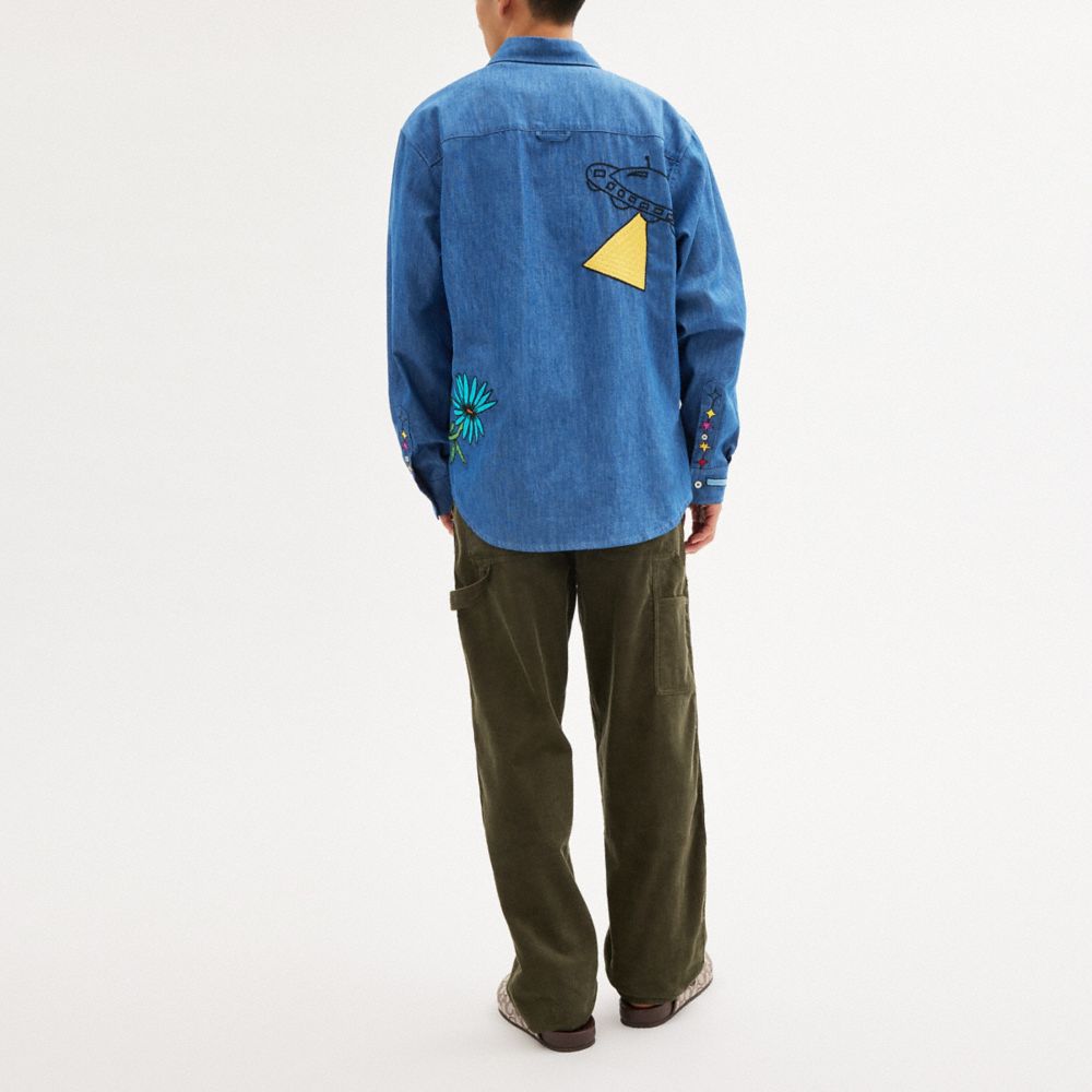 COACH®,【COACH X OBSERVED BY US】シャンブレー シャツ,トップス＆Tシャツ,ﾌﾞﾙｰ