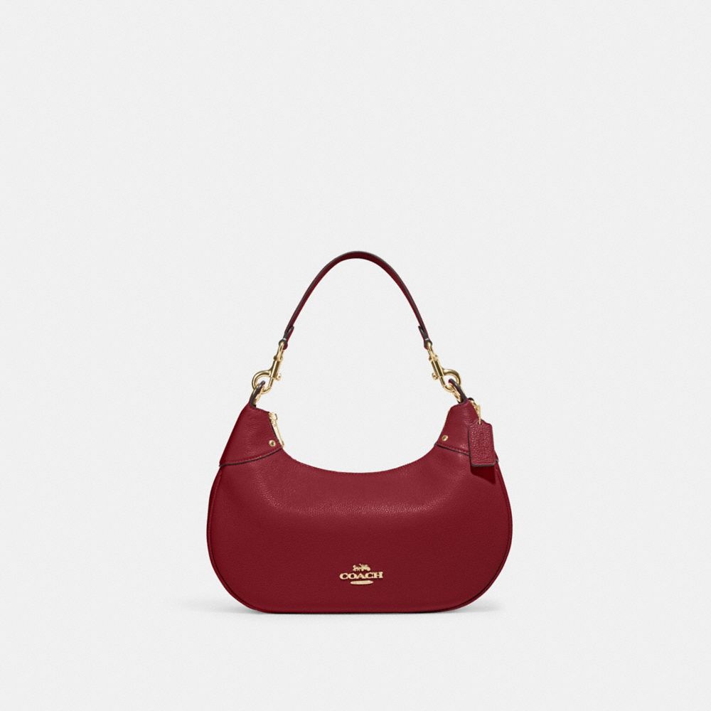 COACH®,HOBO MARA,Cuir galet,Or/Cerise,Front View
