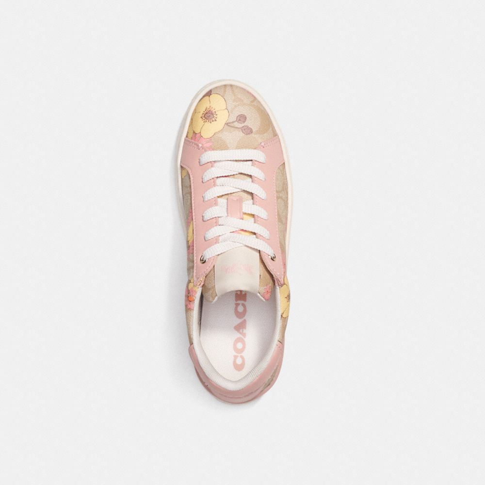 COACH®,Clip Low Top Sneaker In Signature Canvas With Floral Print,,Inside View,Top View