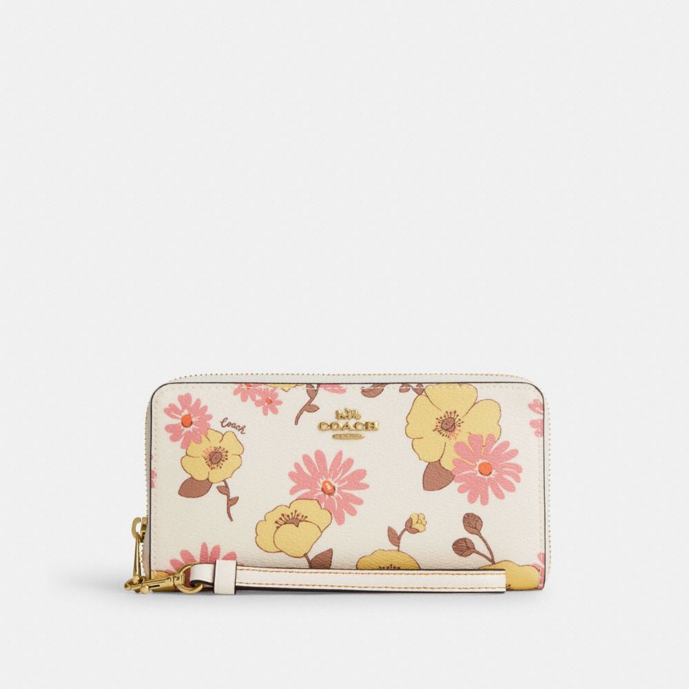 Long Zip Around Wallet With Floral Cluster Print