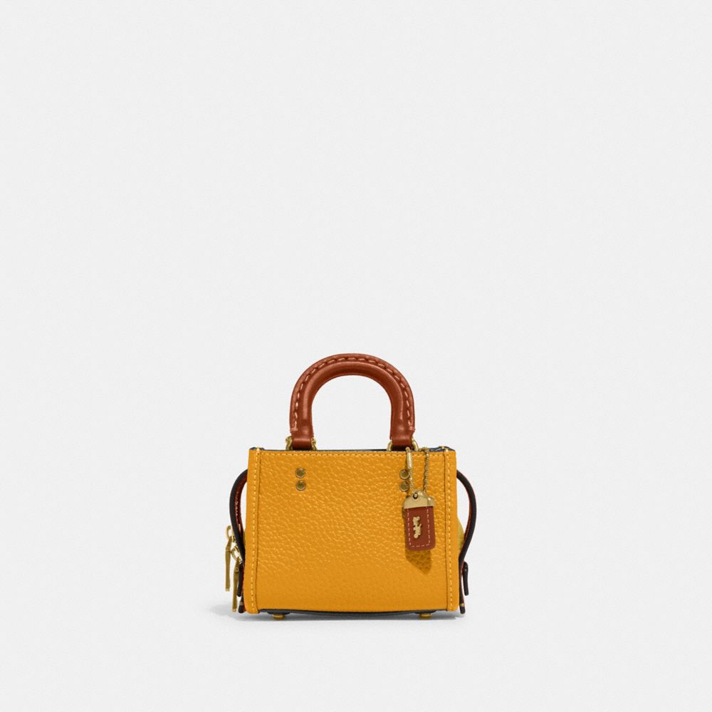 COACH®,ROGUE BAG 12 IN COLORBLOCK REGENERATIVE LEATHER,Pebble Leather,Mini,Brass/Buttercup Multi,Front View