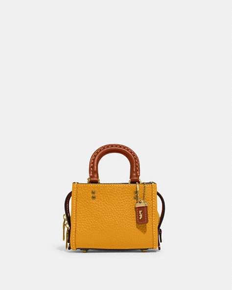 COACH®,ROGUE BAG 12 IN COLORBLOCK REGENERATIVE LEATHER,Pebble Leather,Mini,Brass/Buttercup Multi,Front View