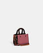 COACH®,ROGUE BAG 12 IN COLORBLOCK REGENERATIVE LEATHER,Pebble Leather,Mini,Pewter/Rouge Multi,Angle View