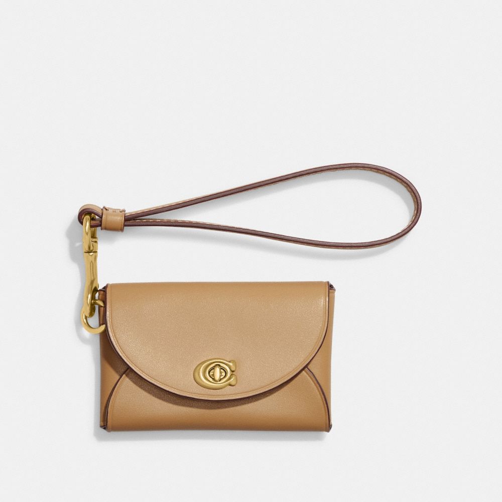 Coach Brown Leather Top Lock Wristlet Bag