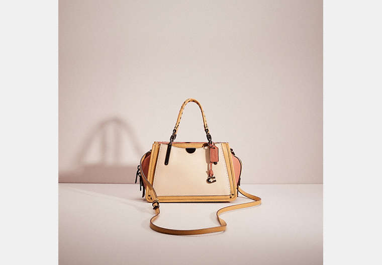 COACH®,RESTORED DREAMER 21 IN COLORBLOCK WITH RIVETS,Smooth Leather,Mini,Ivory Multi/Pewter,Front View