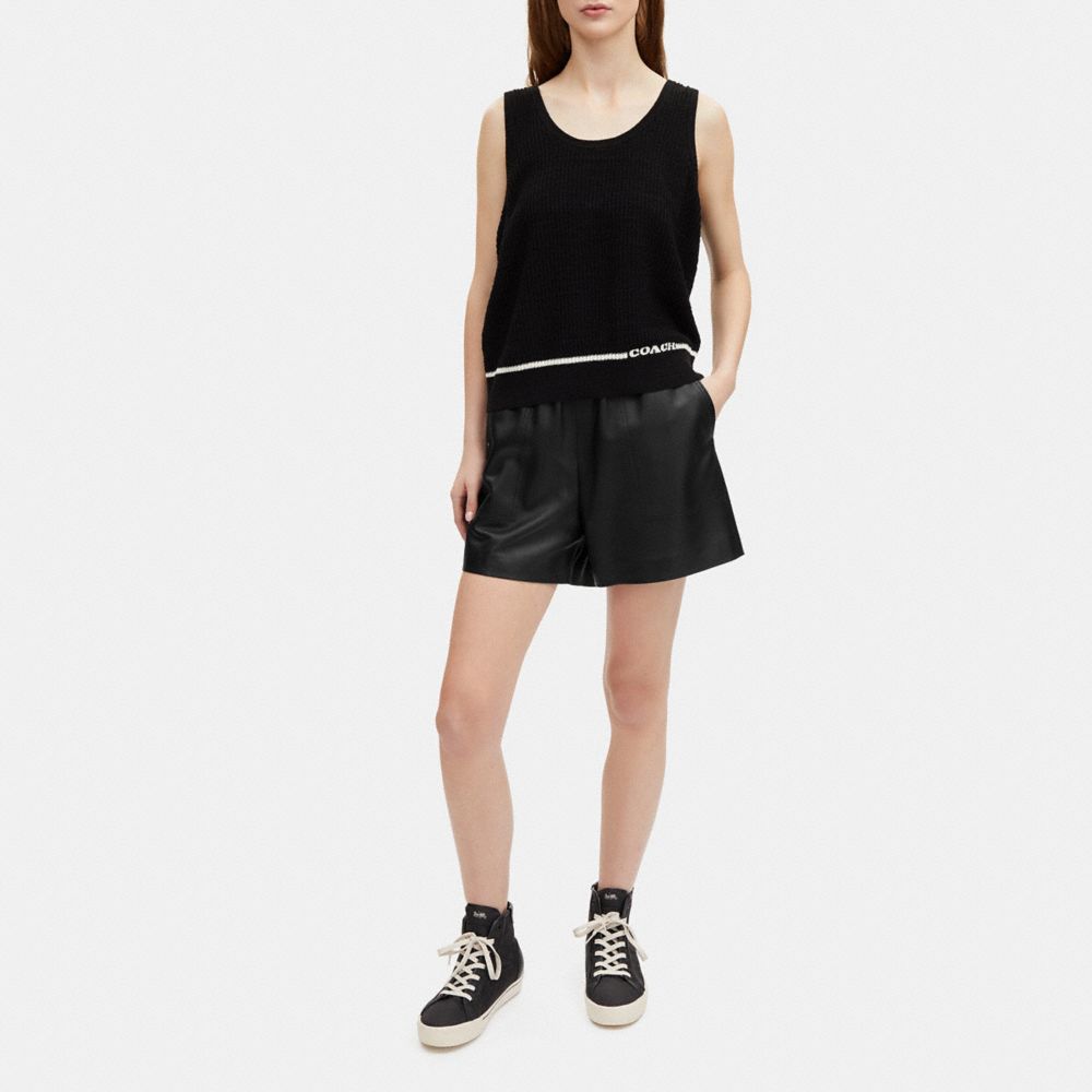COACH®,LEATHER SHORTS,Leather,Black,Scale View