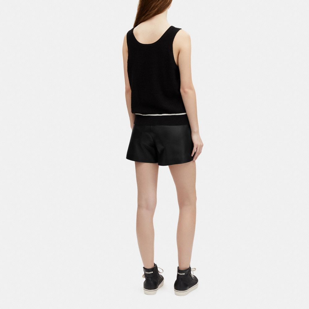 COACH®,LEATHER SHORTS,Leather,Black,Scale View
