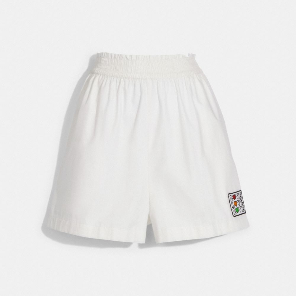 COACH®,PATCH SHORTS,White,Front View