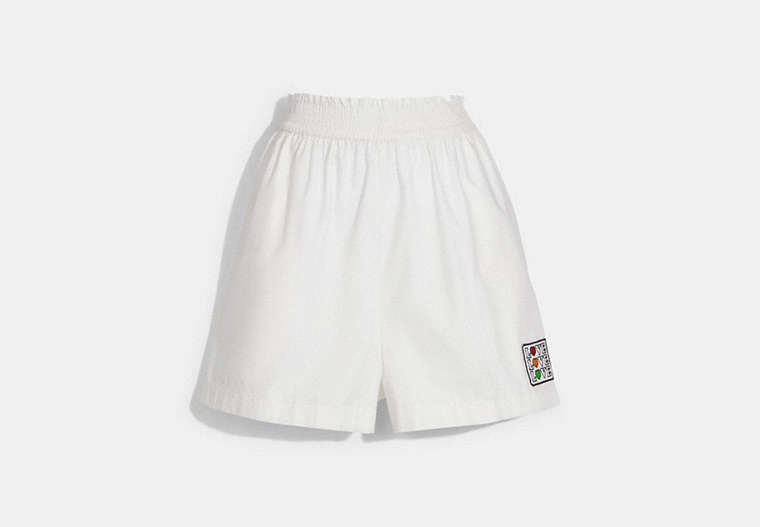 COACH®,PATCH SHORTS,White,Front View