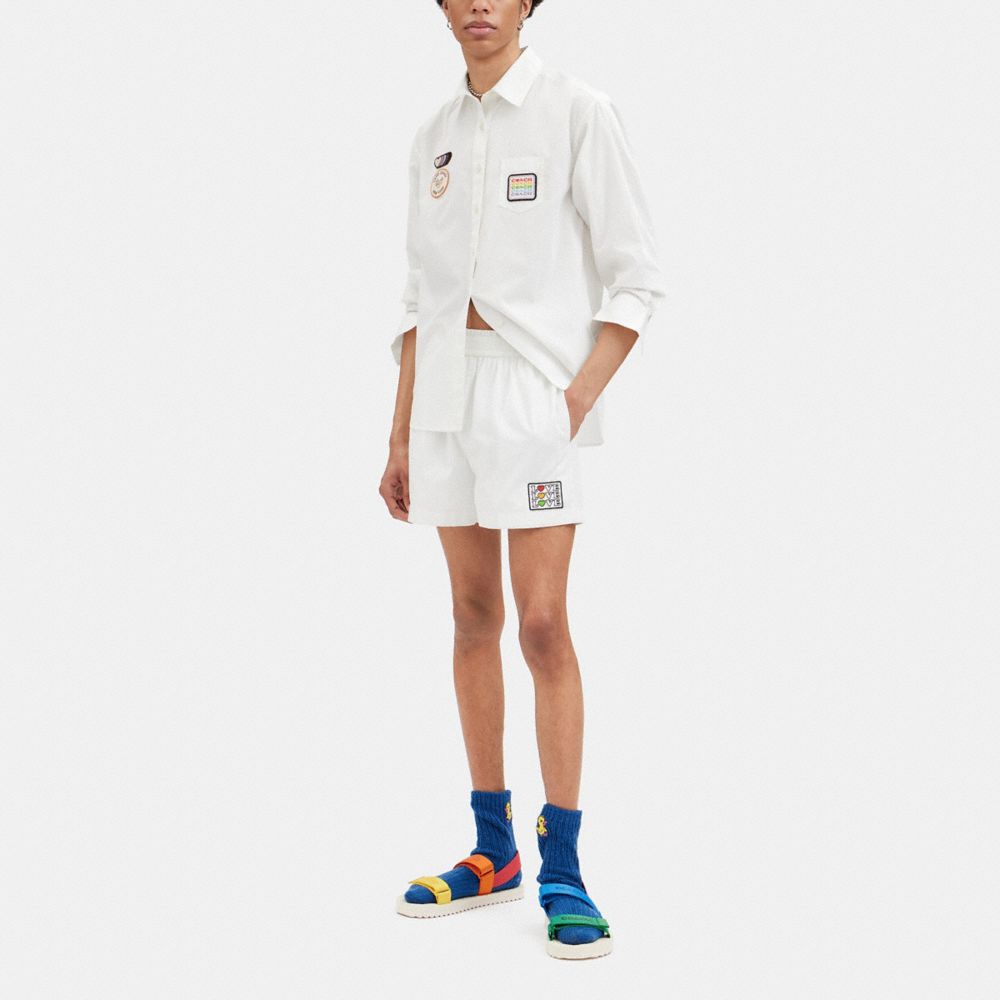 COACH®,PATCH SHORTS,White,Scale View