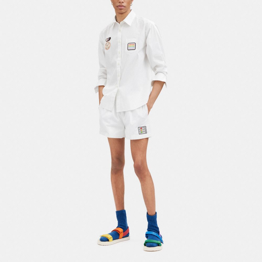 COACH®,パッチ ボタン ダウン シャツ,トップス&ワンピース,ﾎﾜｲﾄ