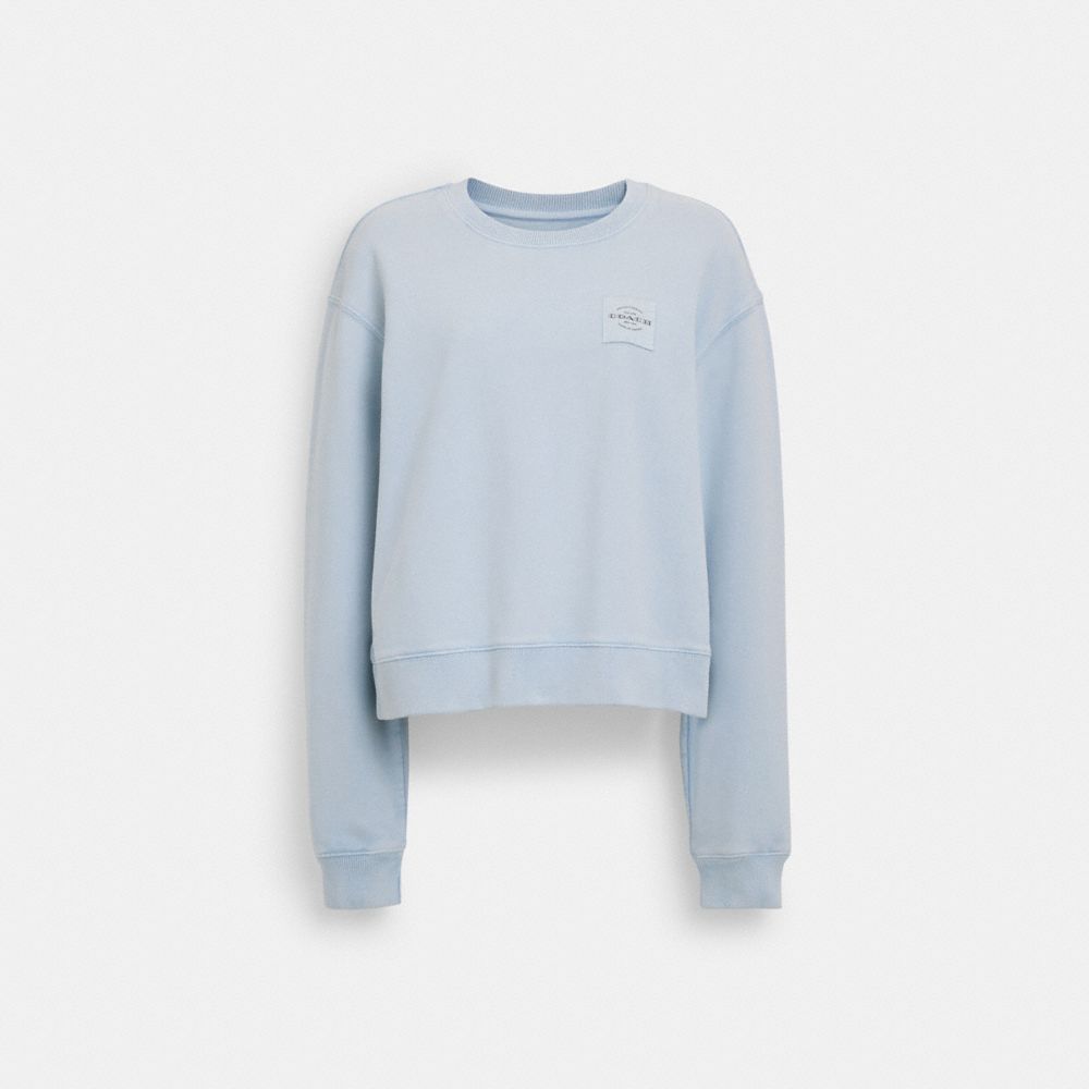 COACH®,GARMENT DYE CREWNECK,Dusty Blue,Front View