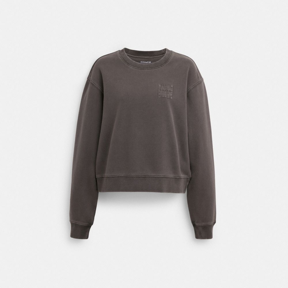 COACH®,GARMENT DYE CREWNECK,Smoke,Front View