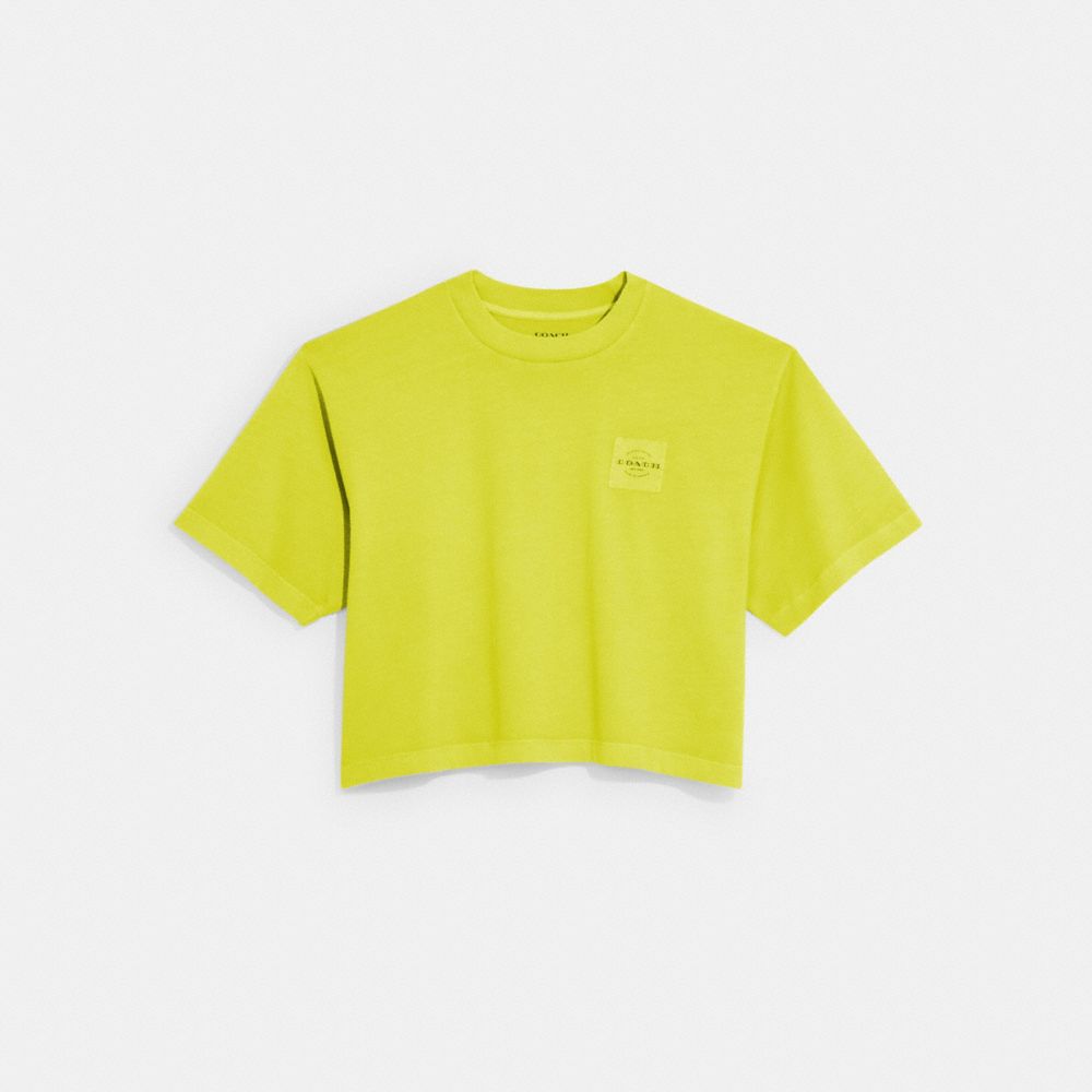 COACH®,T-SHIRT TROIS QUARTS TEINT EN PIÈCE,Prune jaune,Front View