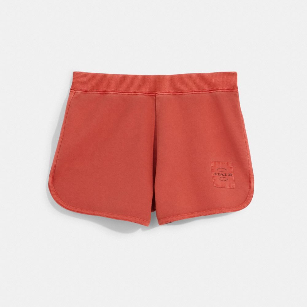 COACH®,GARMENT DYE RETRO SWEATSHORTS,Burnt Sienna.,Front View