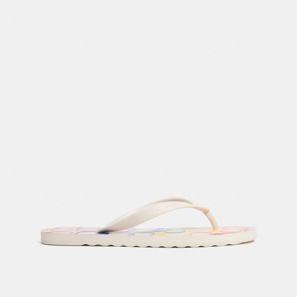 COACH®,ZAK FLIP FLOP IN RAINBOW SIGNATURE,White,Angle View