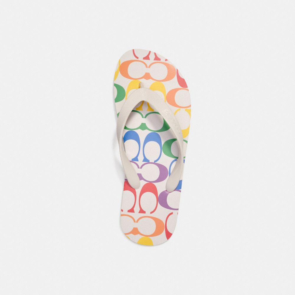 COACH®,ZAK FLIP FLOP IN RAINBOW SIGNATURE,White,Inside View,Top View