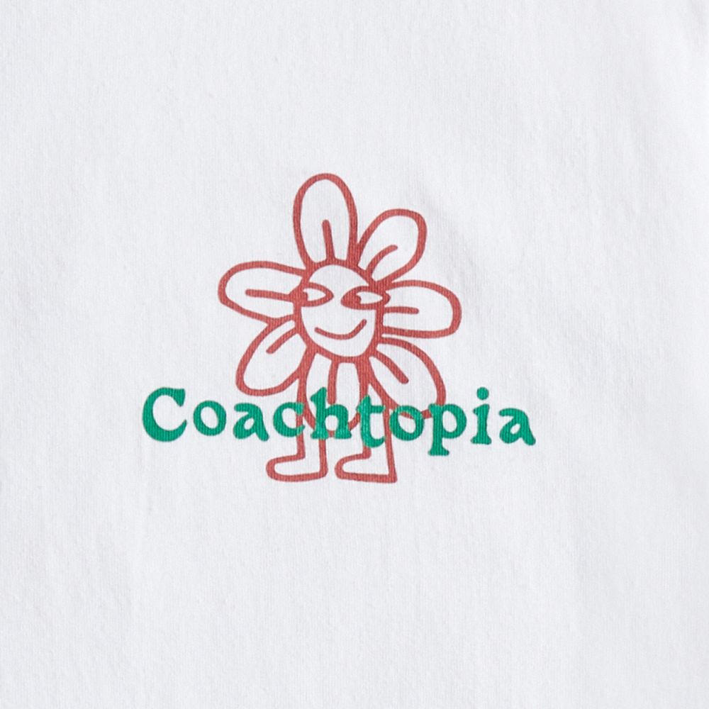 COACH®,Relaxed T-Shirt in 97% Recycled Cotton: Flower Watcher,95% recycled cotton,White,Closer View