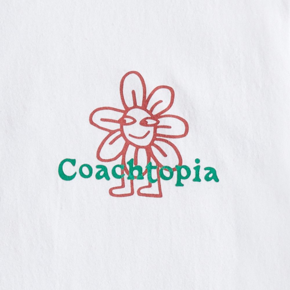 COACH®,Relaxed T Shirt With Flower Print,Recycled Cotton,T Shirt,Graphic,Logo,Word Embellishment,Casual,White,Closer View