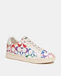 COACH®,CLIP LOW TOP SNEAKER IN RAINBOW SIGNATURE CANVAS,pvc,White,Front View
