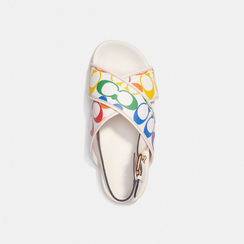 COACH®,ADORA SANDAL IN RAINBOW SIGNATURE CANVAS,White,Inside View,Top View
