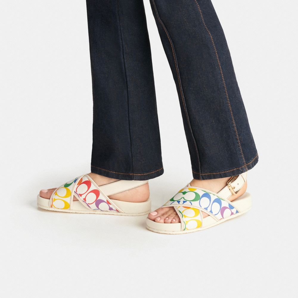 COACH Adora Sandal In Rainbow Signature Canvas