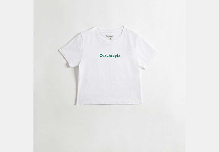 COACH®,T-Shirt Baby en coton recyclé à 95 % : Logo Coachtopia,95 % coton recyclé,Blanc,Front View