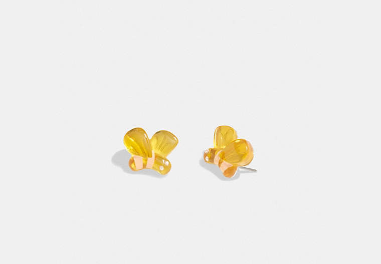 COACH®,BUMBLE BEE STUD EARRINGS,Silver/Yellow,Front View