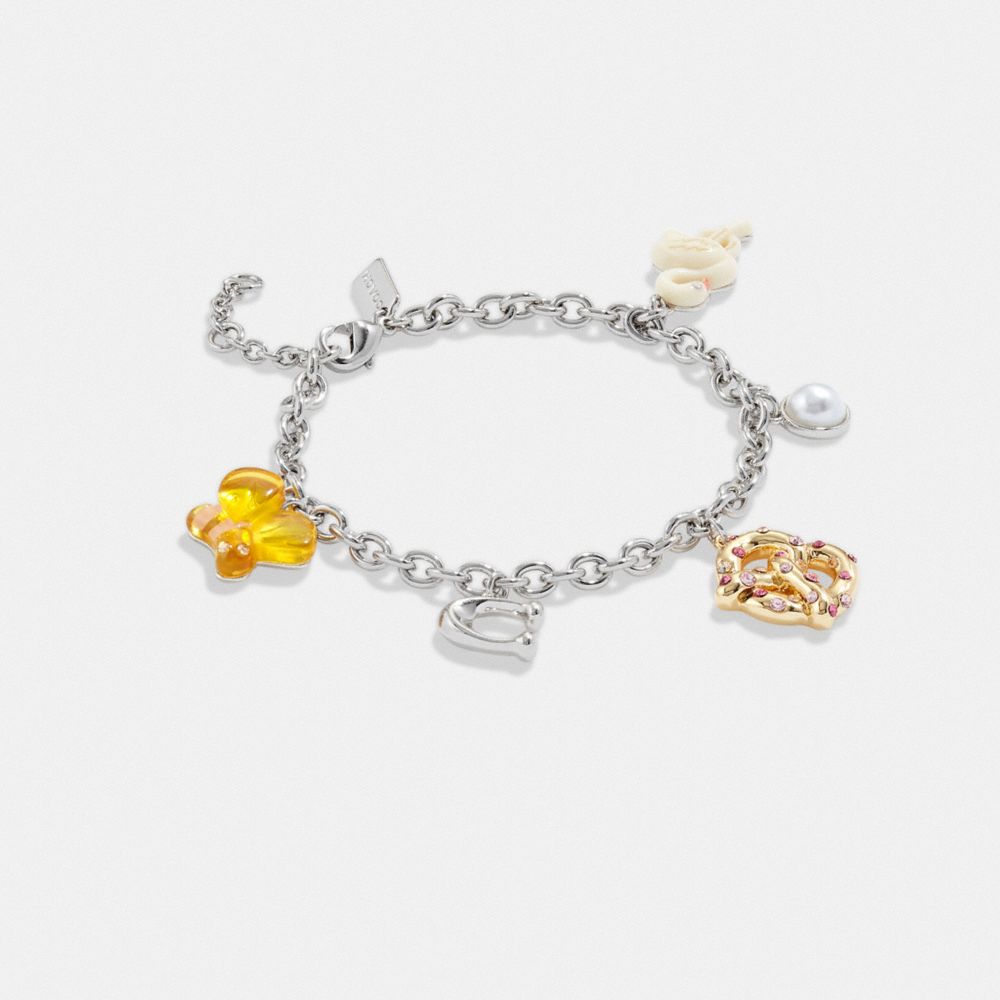 COACH®,Bumble Bee Pretzel Charm Bracelet,,Front View