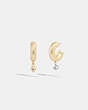 COACH®,SIGNATURE HEART CHUBBY HOOP EARRINGS,Gold,Front View
